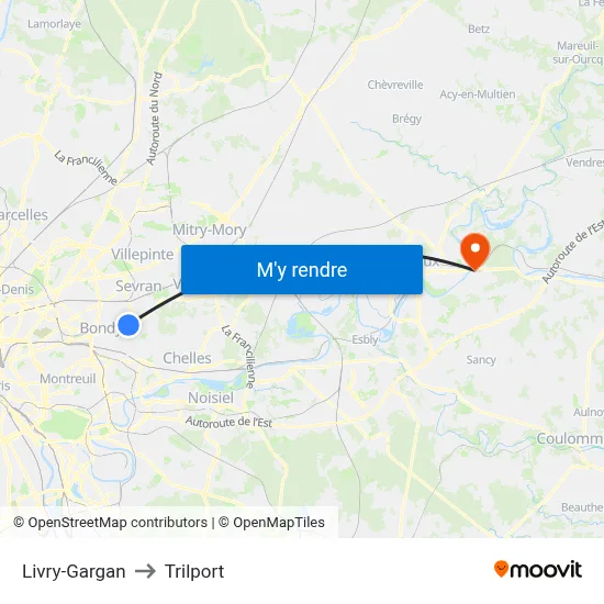 Livry-Gargan to Trilport map
