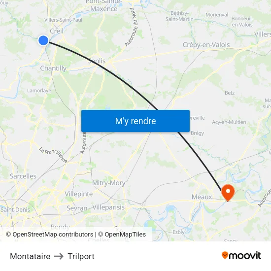 Montataire to Trilport map