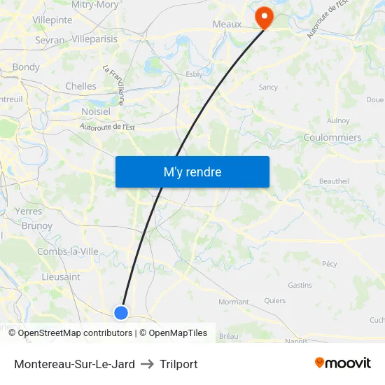 Montereau-Sur-Le-Jard to Trilport map