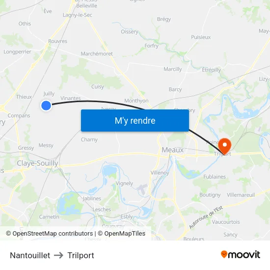 Nantouillet to Trilport map