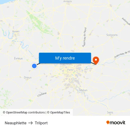 Neauphlette to Trilport map