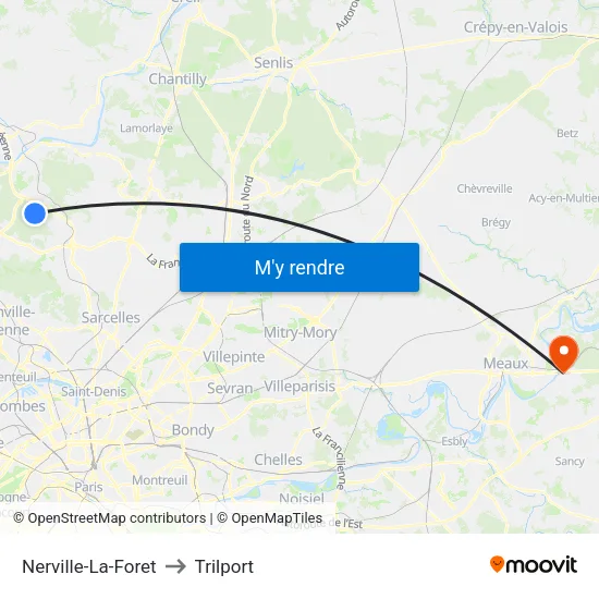 Nerville-La-Foret to Trilport map