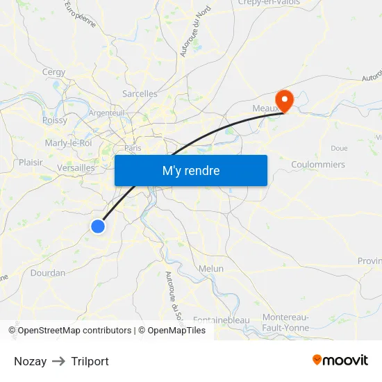 Nozay to Trilport map