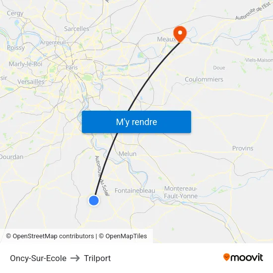 Oncy-Sur-Ecole to Trilport map