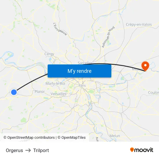 Orgerus to Trilport map