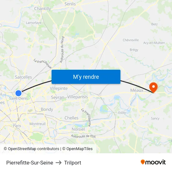 Pierrefitte-Sur-Seine to Trilport map