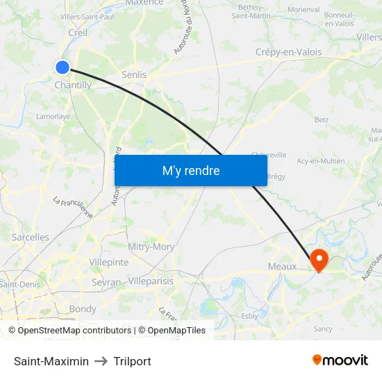 Saint-Maximin to Trilport map