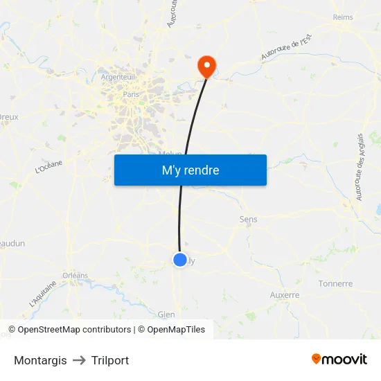 Montargis to Trilport map