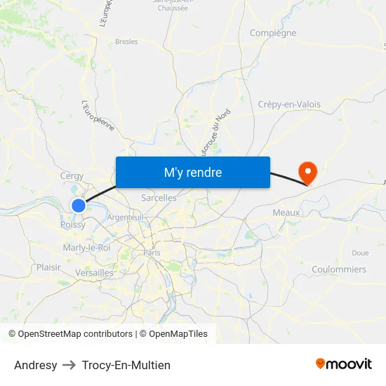 Andresy to Trocy-En-Multien map