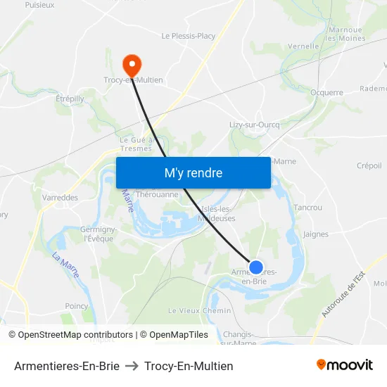 Armentieres-En-Brie to Trocy-En-Multien map