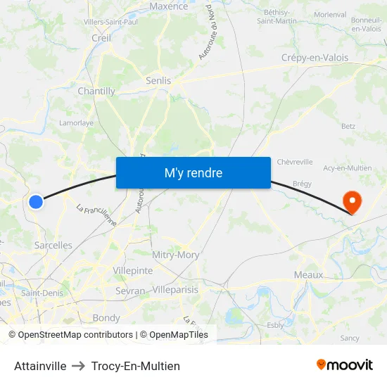 Attainville to Trocy-En-Multien map