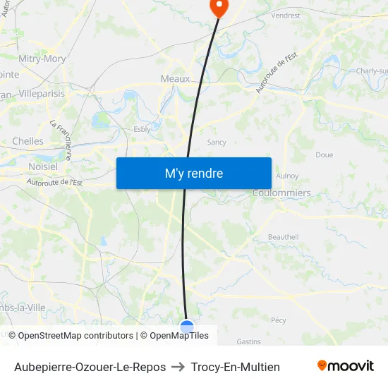 Aubepierre-Ozouer-Le-Repos to Trocy-En-Multien map