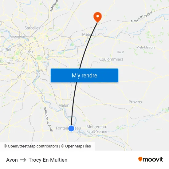 Avon to Trocy-En-Multien map