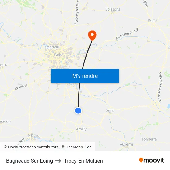 Bagneaux-Sur-Loing to Trocy-En-Multien map