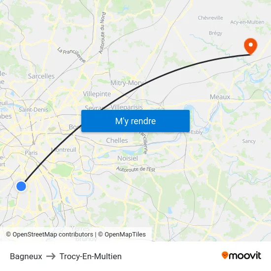 Bagneux to Trocy-En-Multien map