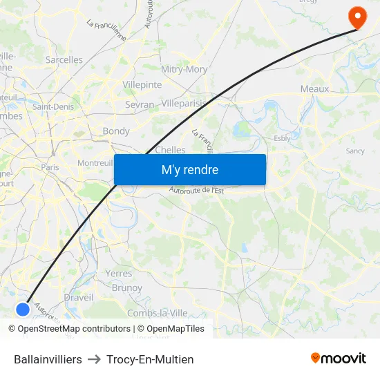 Ballainvilliers to Trocy-En-Multien map