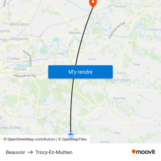 Beauvoir to Trocy-En-Multien map
