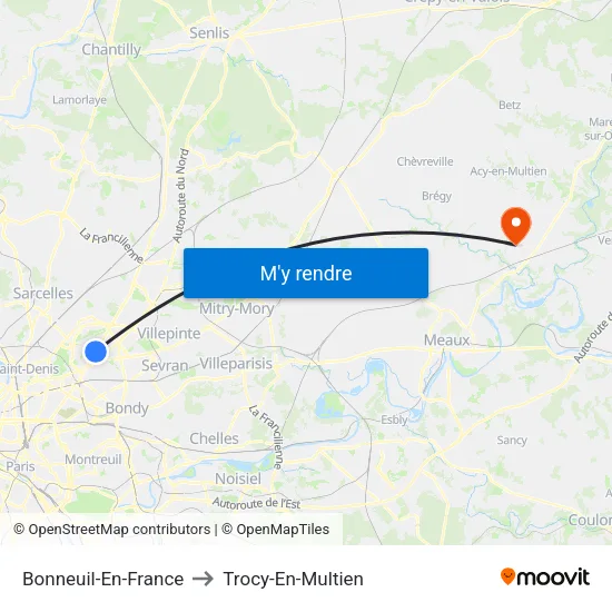 Bonneuil-En-France to Trocy-En-Multien map