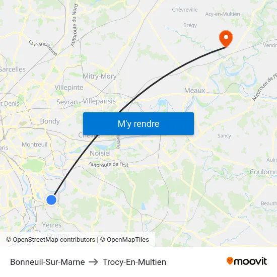 Bonneuil-Sur-Marne to Trocy-En-Multien map