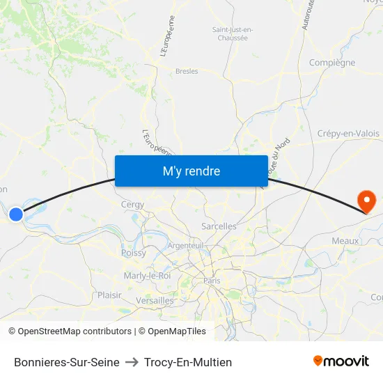 Bonnieres-Sur-Seine to Trocy-En-Multien map