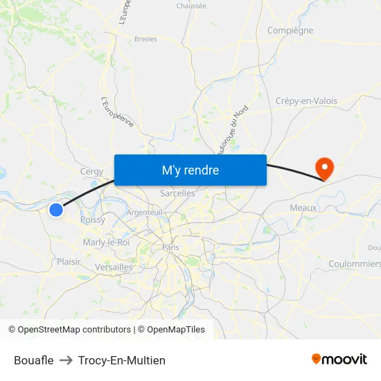 Bouafle to Trocy-En-Multien map