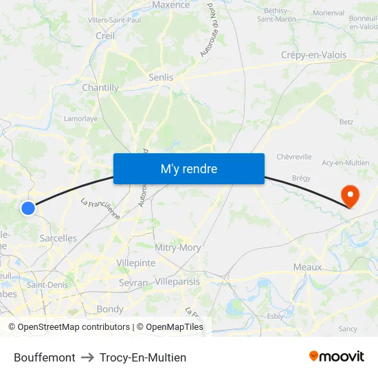 Bouffemont to Trocy-En-Multien map