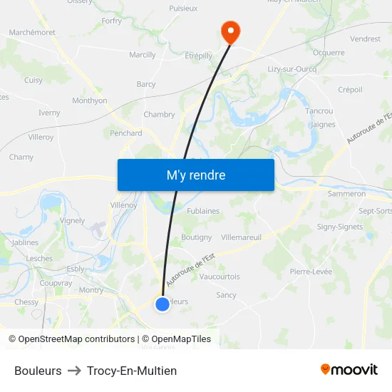 Bouleurs to Trocy-En-Multien map
