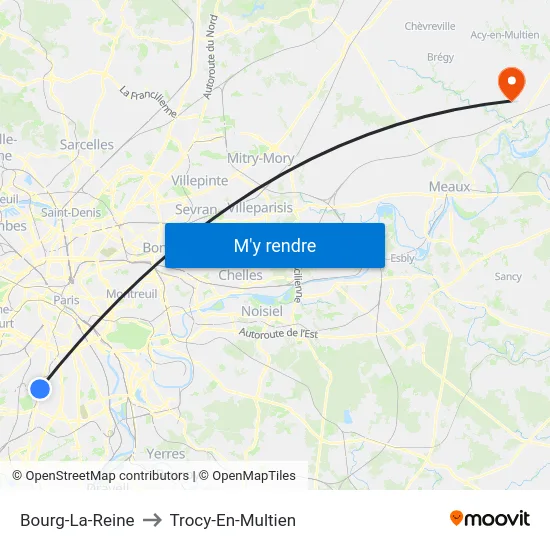 Bourg-La-Reine to Trocy-En-Multien map