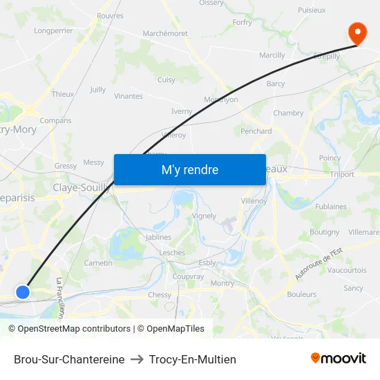 Brou-Sur-Chantereine to Trocy-En-Multien map