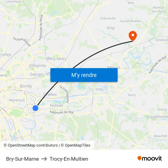 Bry-Sur-Marne to Trocy-En-Multien map