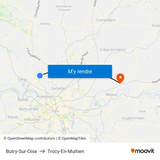 Butry-Sur-Oise to Trocy-En-Multien map