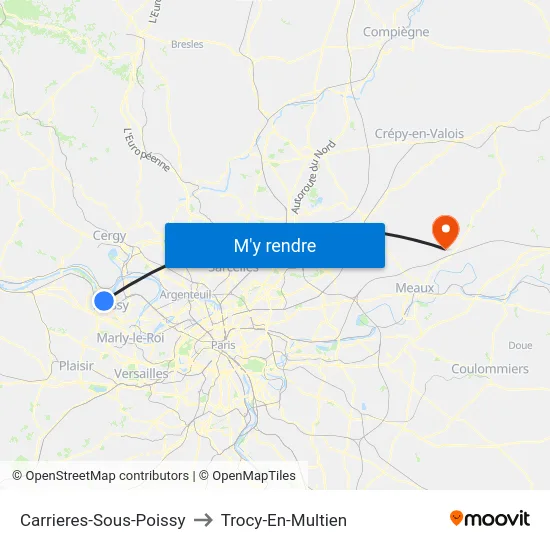 Carrieres-Sous-Poissy to Trocy-En-Multien map
