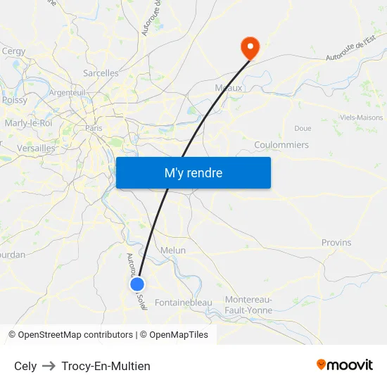Cely to Trocy-En-Multien map
