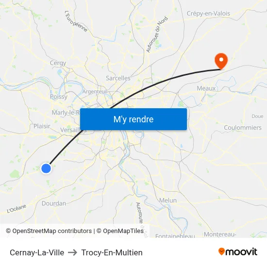 Cernay-La-Ville to Trocy-En-Multien map