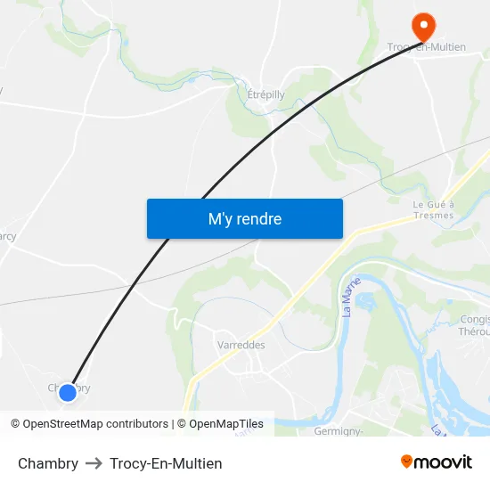 Chambry to Trocy-En-Multien map