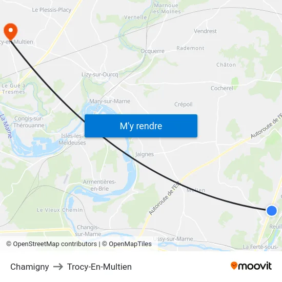 Chamigny to Trocy-En-Multien map