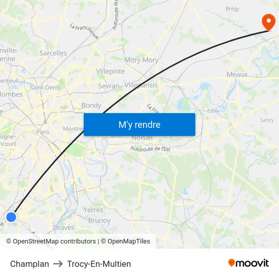 Champlan to Trocy-En-Multien map