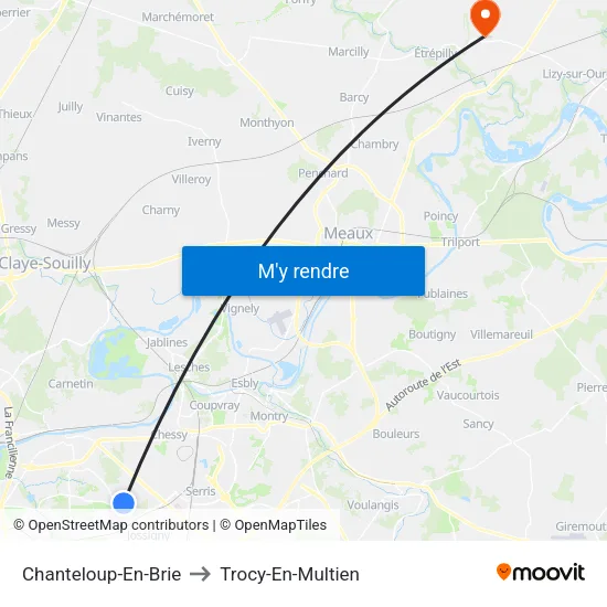 Chanteloup-En-Brie to Trocy-En-Multien map