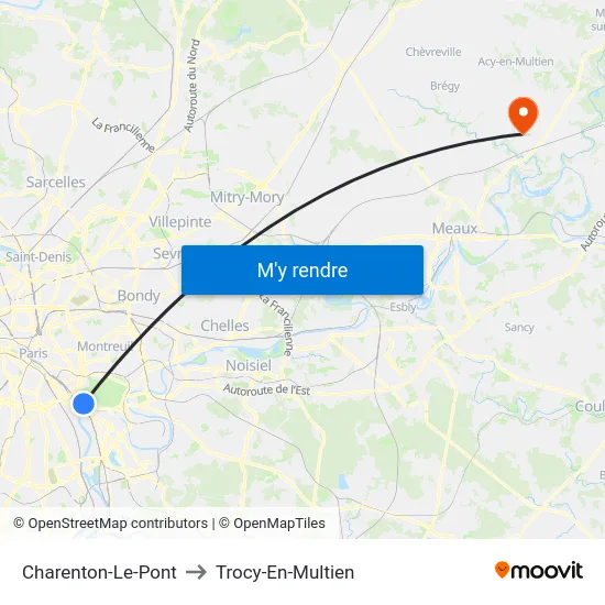 Charenton-Le-Pont to Trocy-En-Multien map