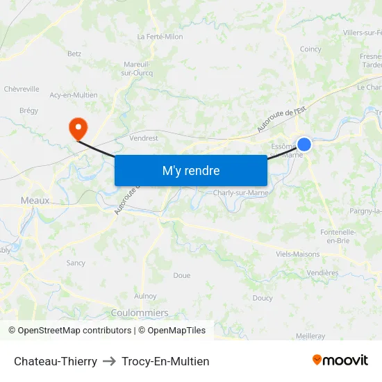Chateau-Thierry to Trocy-En-Multien map