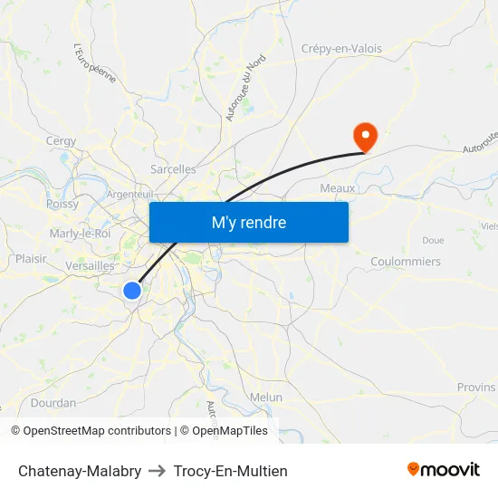 Chatenay-Malabry to Trocy-En-Multien map