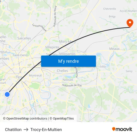 Chatillon to Trocy-En-Multien map