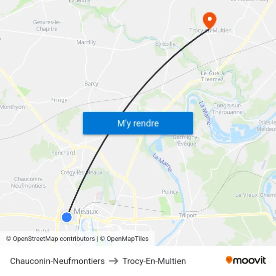 Chauconin-Neufmontiers to Trocy-En-Multien map