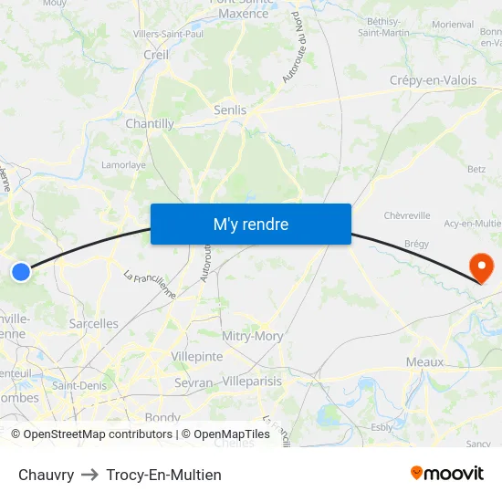 Chauvry to Trocy-En-Multien map