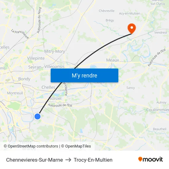 Chennevieres-Sur-Marne to Trocy-En-Multien map