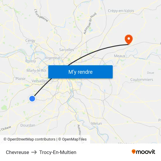 Chevreuse to Trocy-En-Multien map