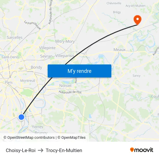 Choisy-Le-Roi to Trocy-En-Multien map