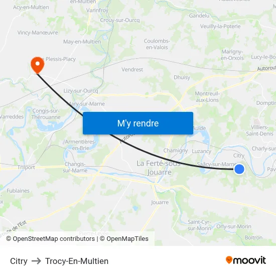 Citry to Trocy-En-Multien map