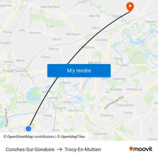 Conches-Sur-Gondoire to Trocy-En-Multien map