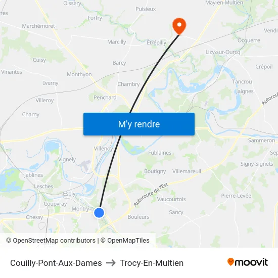 Couilly-Pont-Aux-Dames to Trocy-En-Multien map